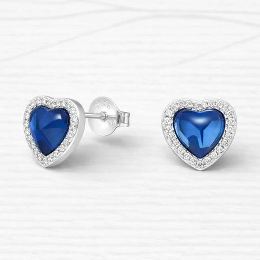 Aros apegados corazón zafiro