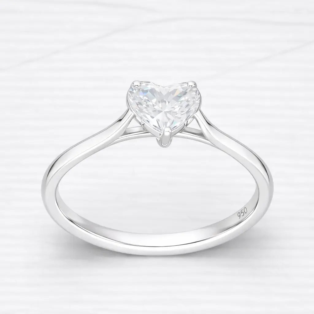 Anillo solitario corazón circón
