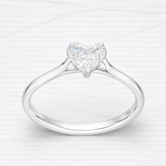 Anillo solitario corazón circón