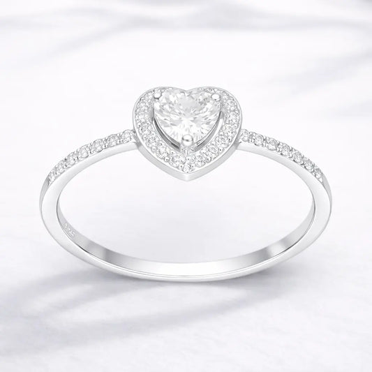 Anillo solitario corazón circón