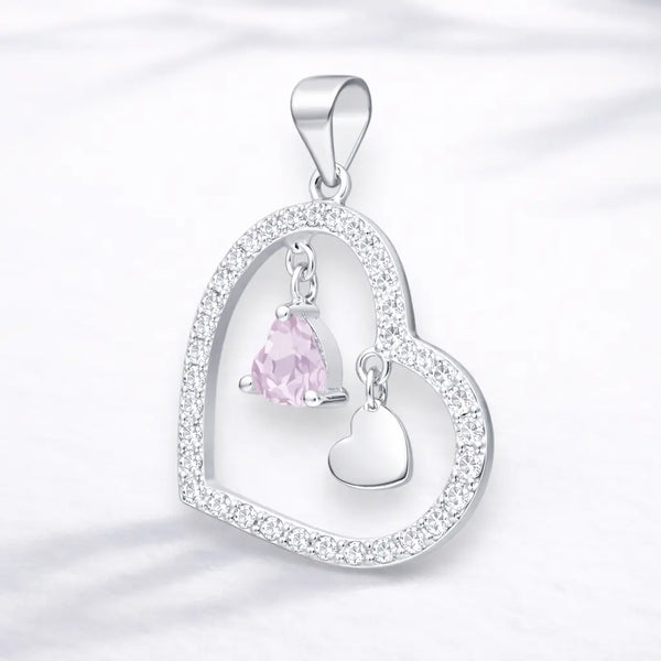 Colgante corazón circón rosa francia