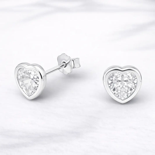 Aros apegados corazón circón 6mm
