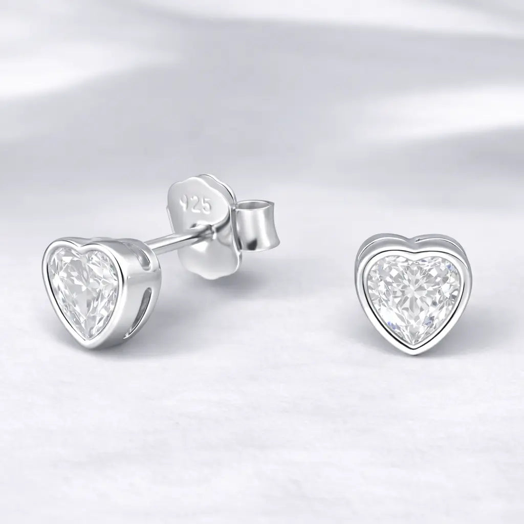 Aros apegados corazón circón 4mm