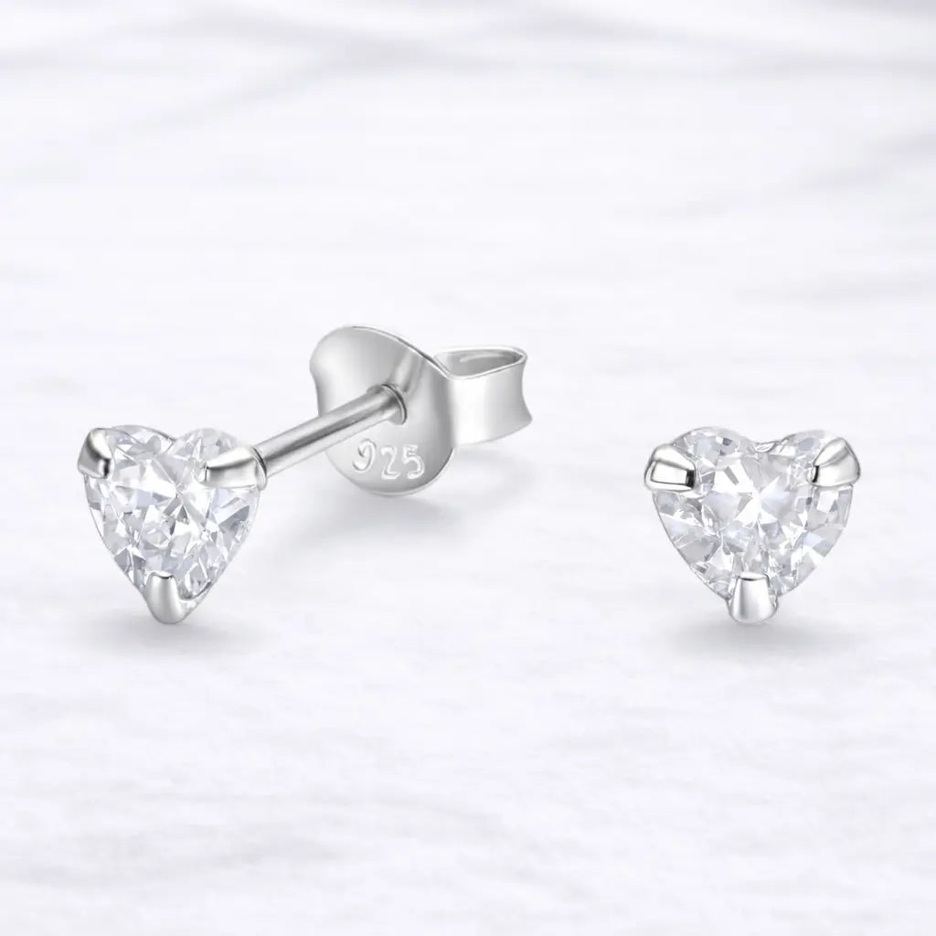 Aros apegados corazón circón 6mm