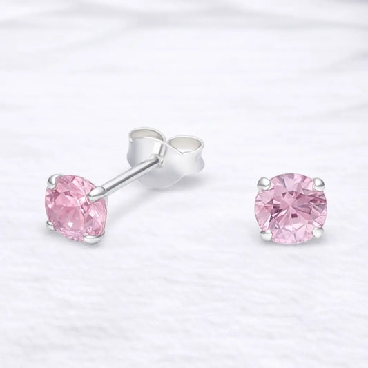 Aros apegados circón rosado 4mm
