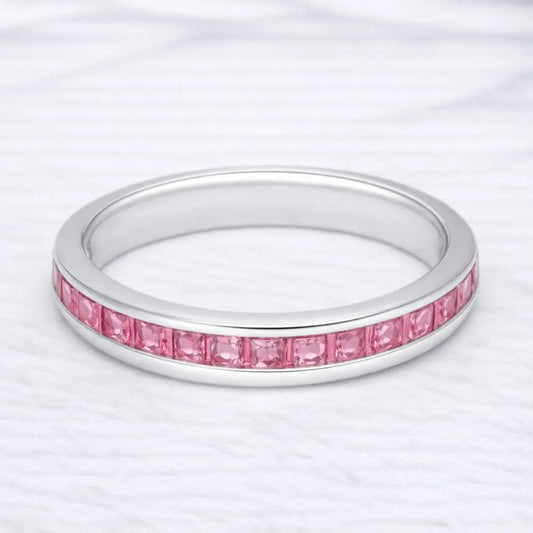 Anillo cintillo eterno circón rosado