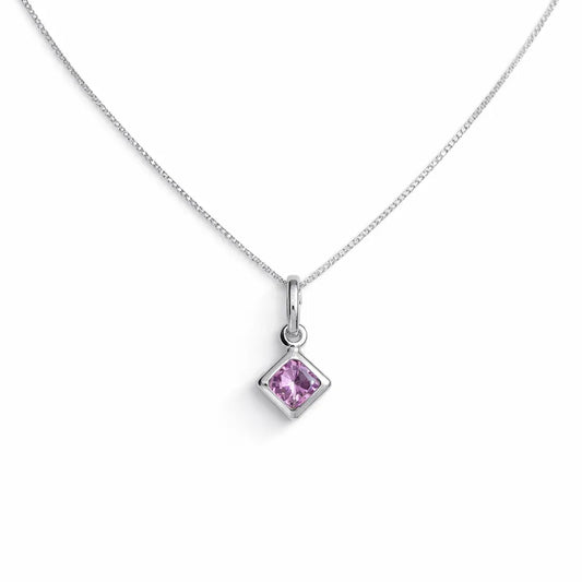 Collar punto luz cuadrado amatista 6mm
