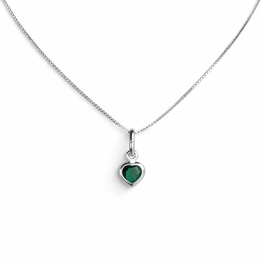 Collar punto luz corazón verde 7mm
