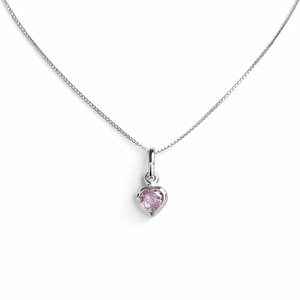 Collar punto luz corazón rosa francia 7mm
