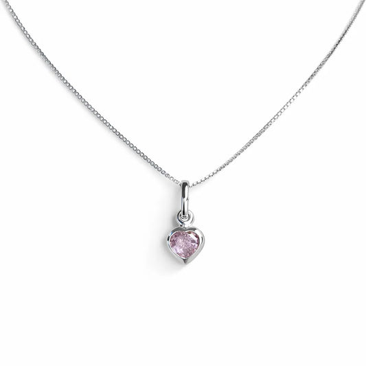 Collar punto luz corazón rosa francia 7mm