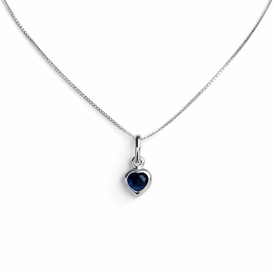 Collar punto luz corazón azul 7mm