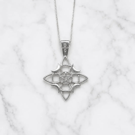 Collar nudo de bruja luna y estrella