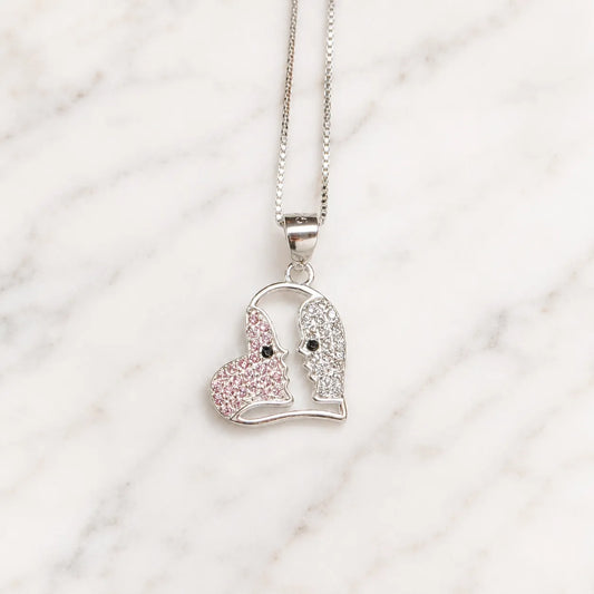 Collar corazón rostro circón rosado