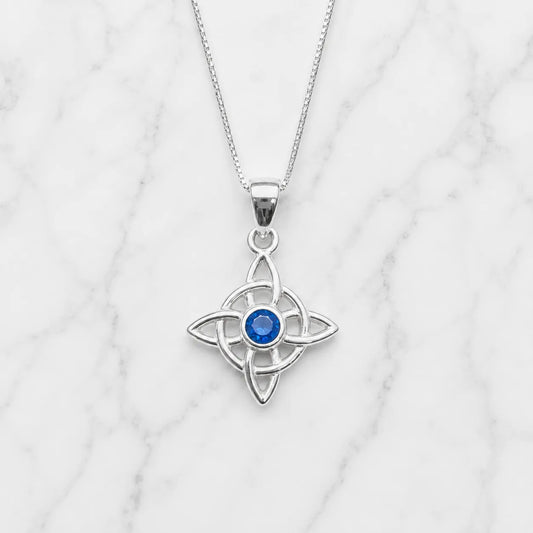 Collar nudo de bruja circón azul