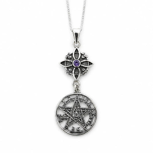 Collar nudo de bruja amatista y tetragrammaton