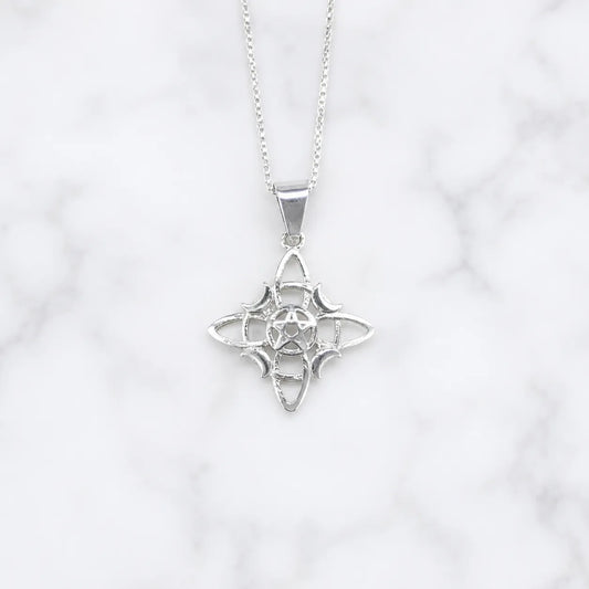Collar nudo de bruja estrella y lunas
