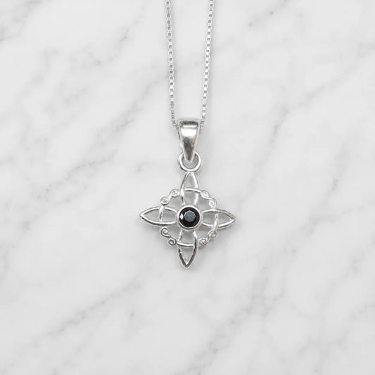 Collar nudo de bruja circón onix