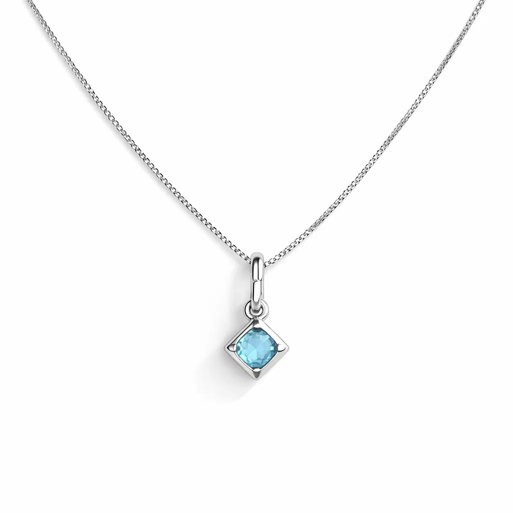 Collar punto luz cuadrado agua marina 6mm