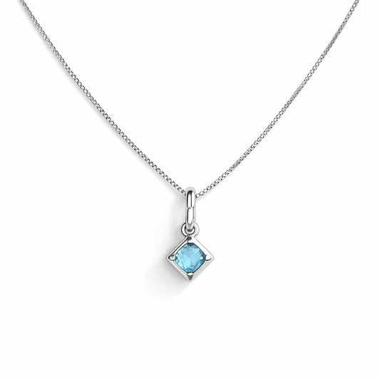 Collar punto luz cuadrado agua marina 6mm