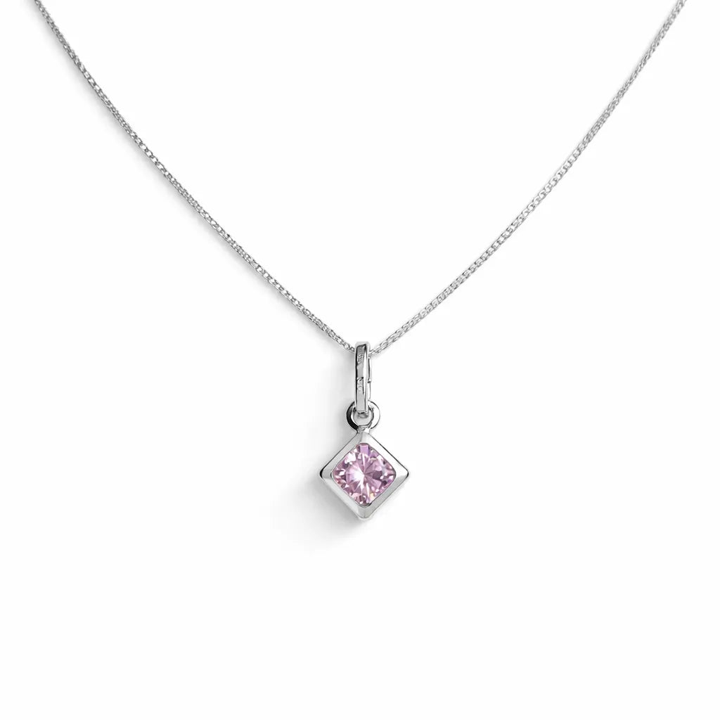 Collar punto luz cuadrado rosa francia