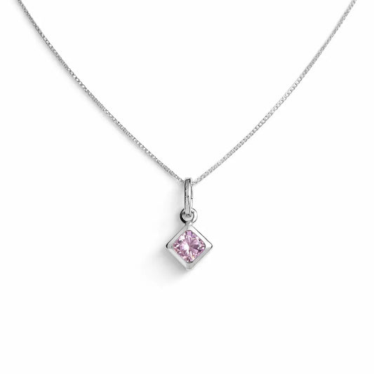 Collar punto luz cuadrado rosa francia