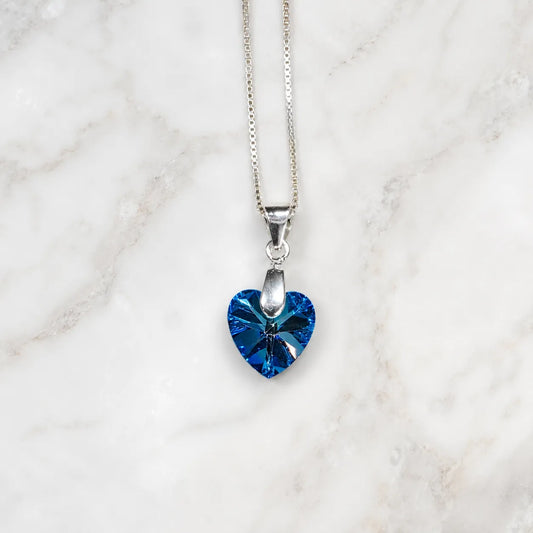 Collar corazón cristal azul