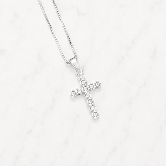 Collar religioso cruz circón