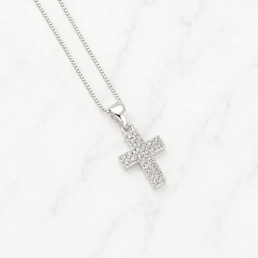 Collar religioso cruz microcircón