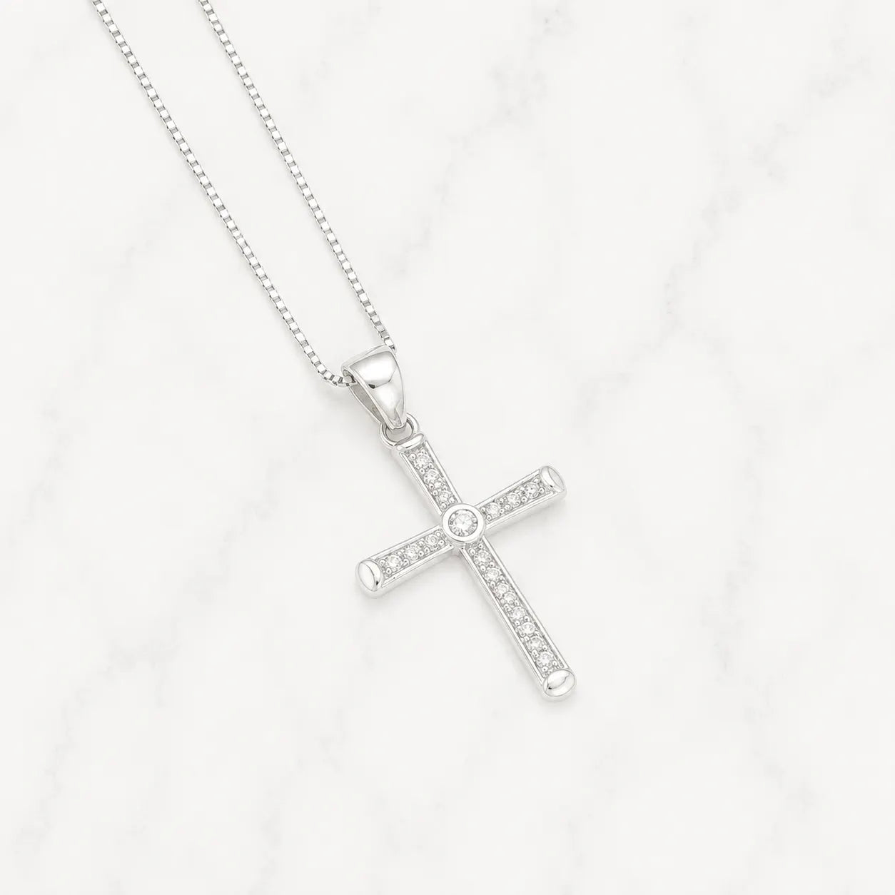 Collar religioso cruz microcircón