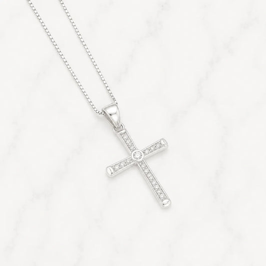 Collar religioso cruz microcircón