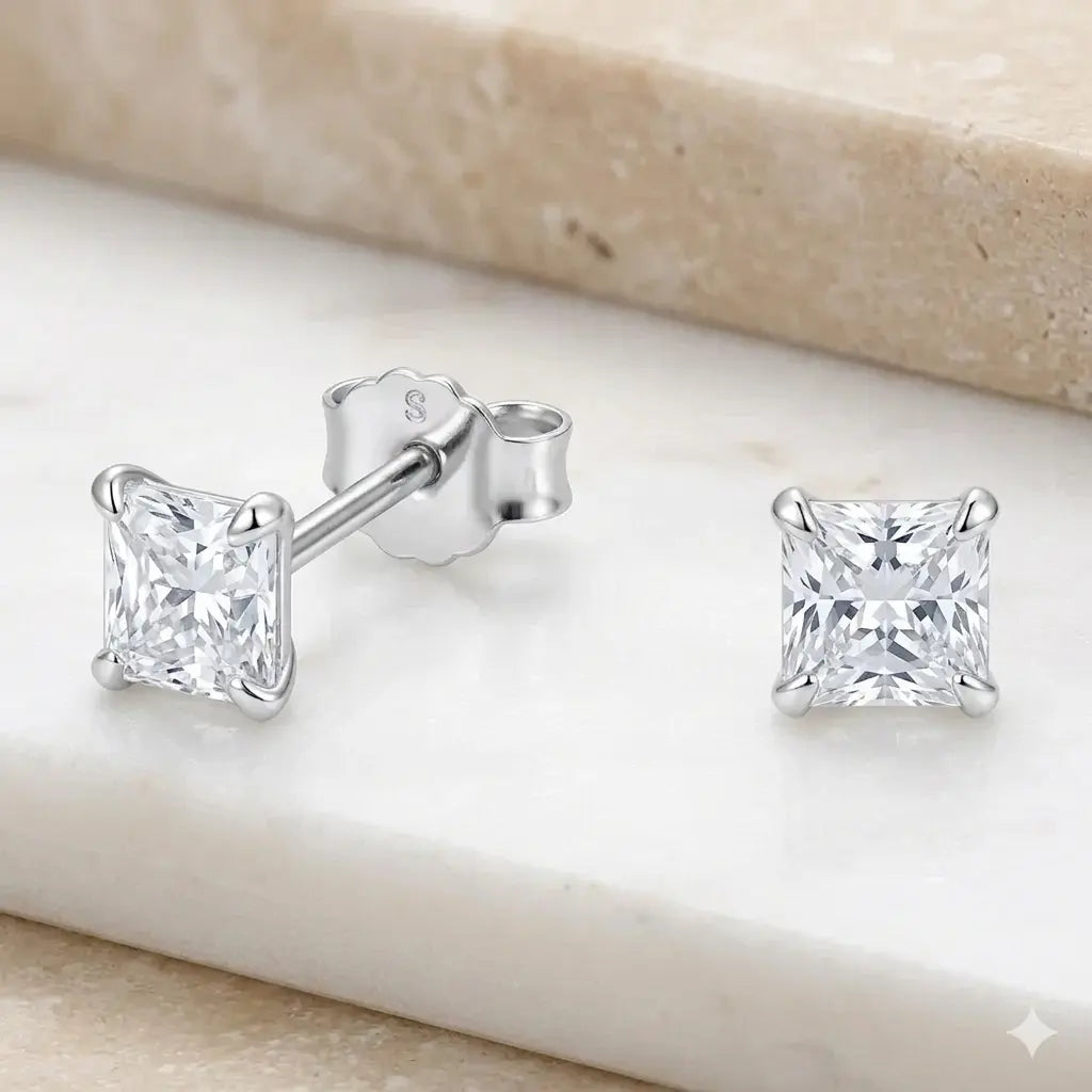 Aros apegados cuadrado circón 4mmx4mm