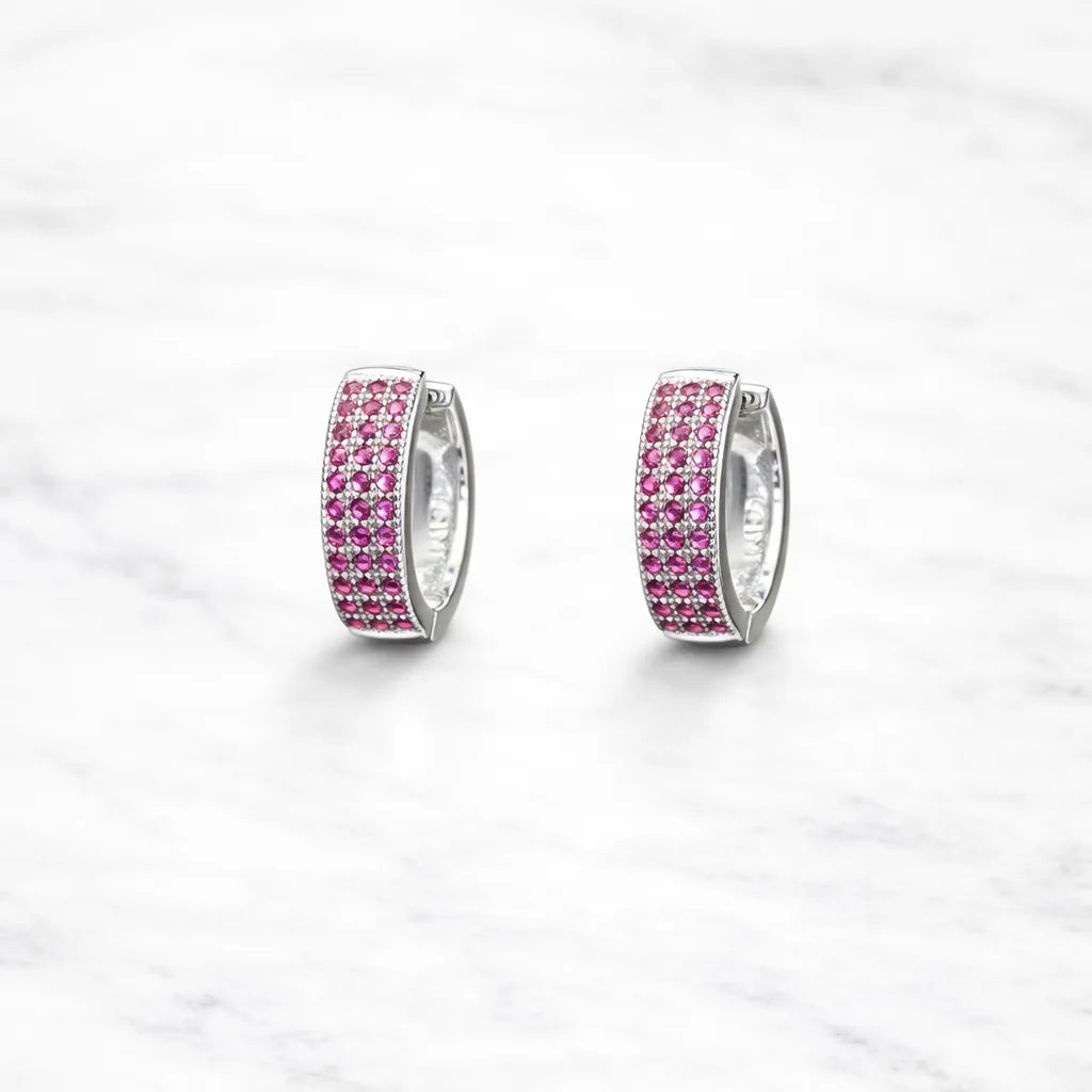 Argollas huggies circones fucsia 15mm