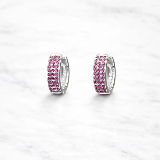 Argollas huggies circones fucsia 15mm