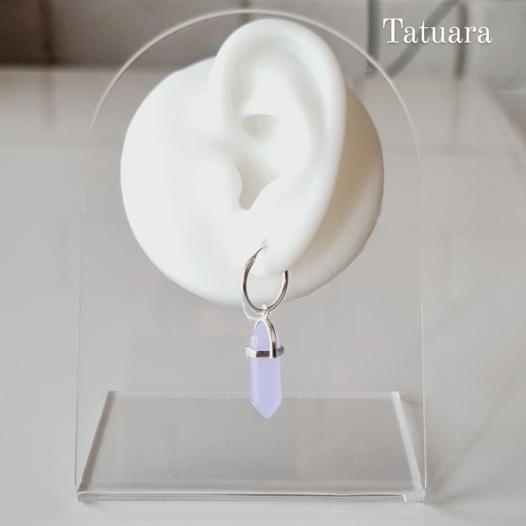 Aros argollas con colgante violeta 14mm