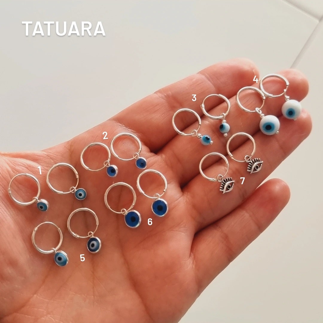 Aros argollas con colgantes ojo turco