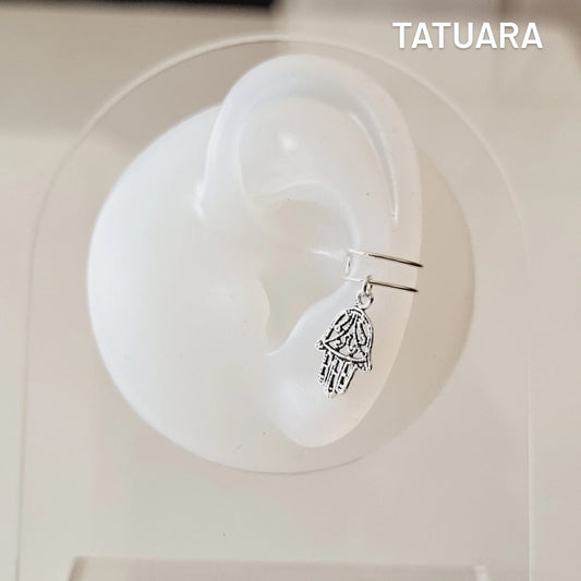 Earcuff colgante mano de fatima