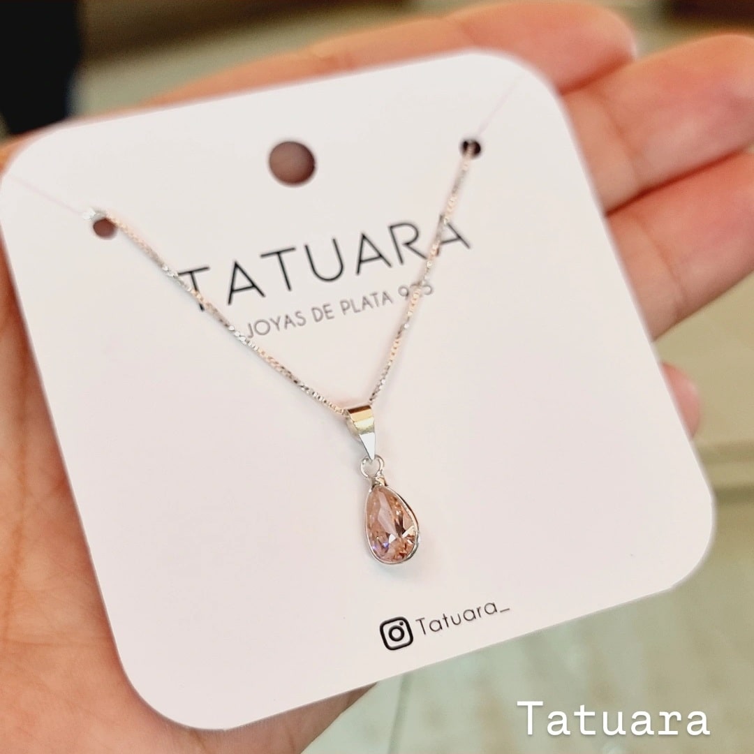 Collar punto luz gota circón rosa 7mm