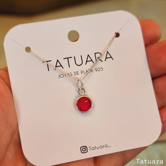 Collar punto luz circon rojo 8mm