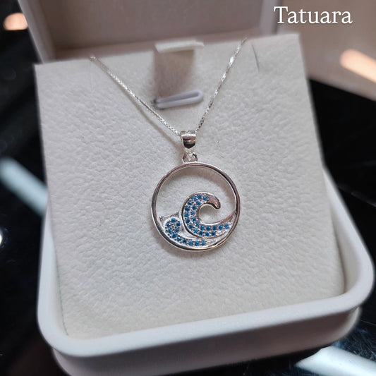 Collar ola circones celestes