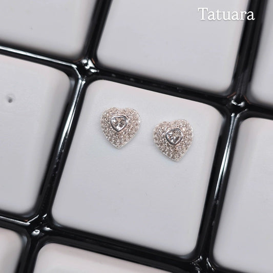Aros apegados corazón microcircón