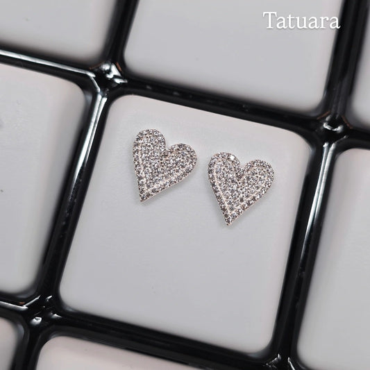 Aros apegados corazón microcircón