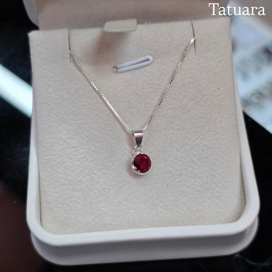 Collar punto luz circón ruby 6mm