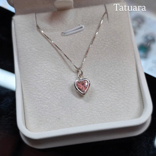 Collar punto luz corazón rosa francia 8mm
