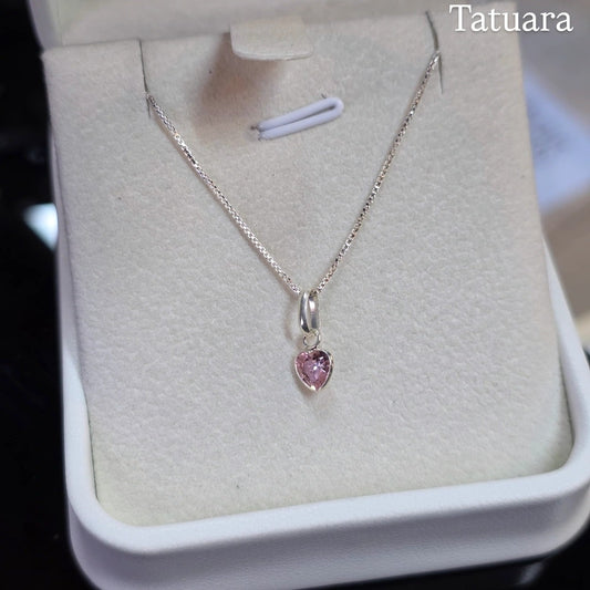 Collar punto luz corazón rosa francia 5mm