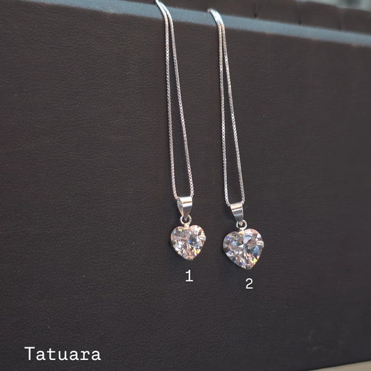 Collar punto luz corazón circon