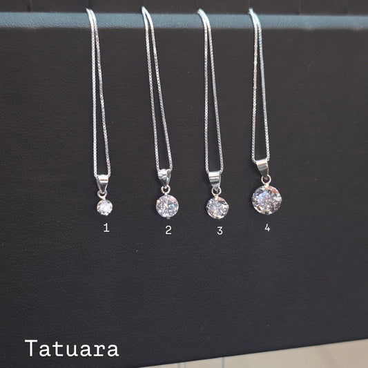 Collar punto luz circular circón