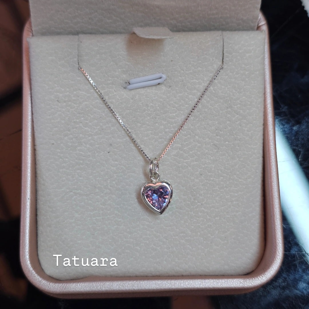 Collar punto luz corazón lavanda