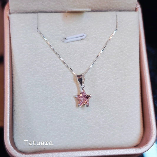 Collar punto luz estrella rosa francia