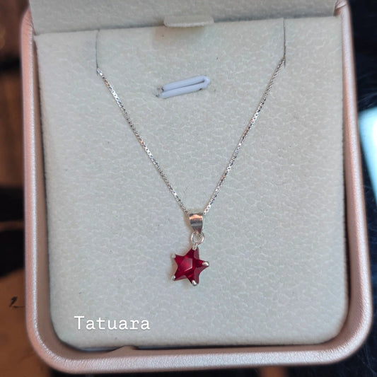 Collar punto luz estrella rojo