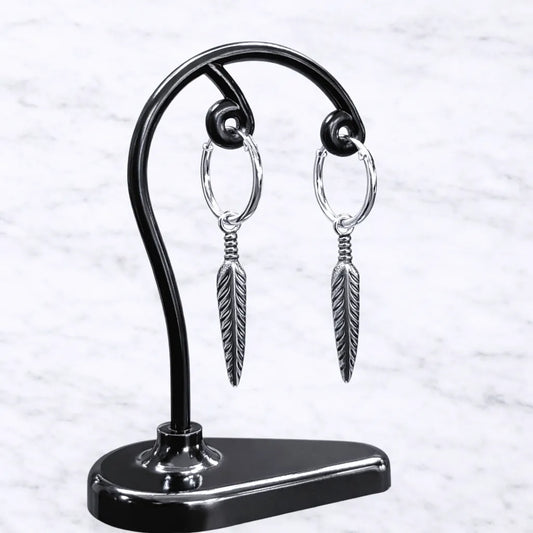 Argollas con colgante pluma 14mm